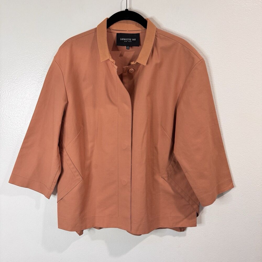 Lafayette 148 New York Coat Jacket Blazer M Claudette Structured Orange Chic